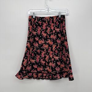 Jalate 90s Black & Pink Multicolor Paisley Pattern Mini Skirt USA Size L, fits S